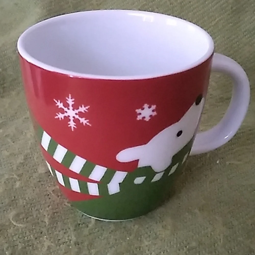 Crate & Barrel Snowpup Dessert Plate & Mug Cup